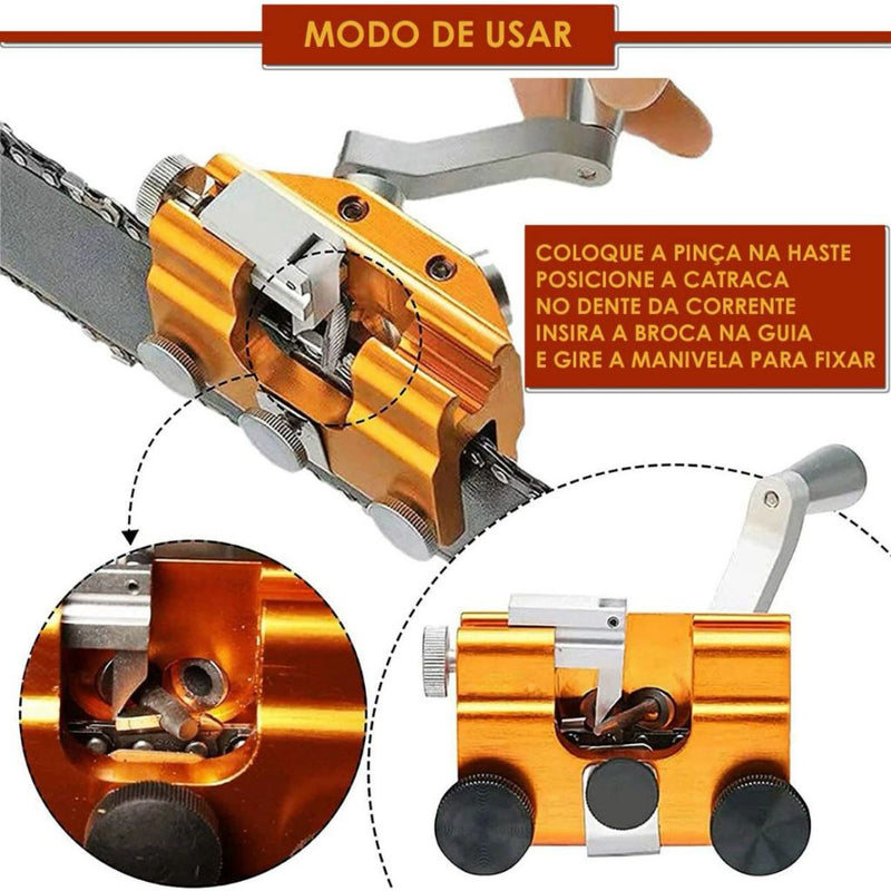 Afiador De Corrente Motosserra 3 Cabeças Profissional